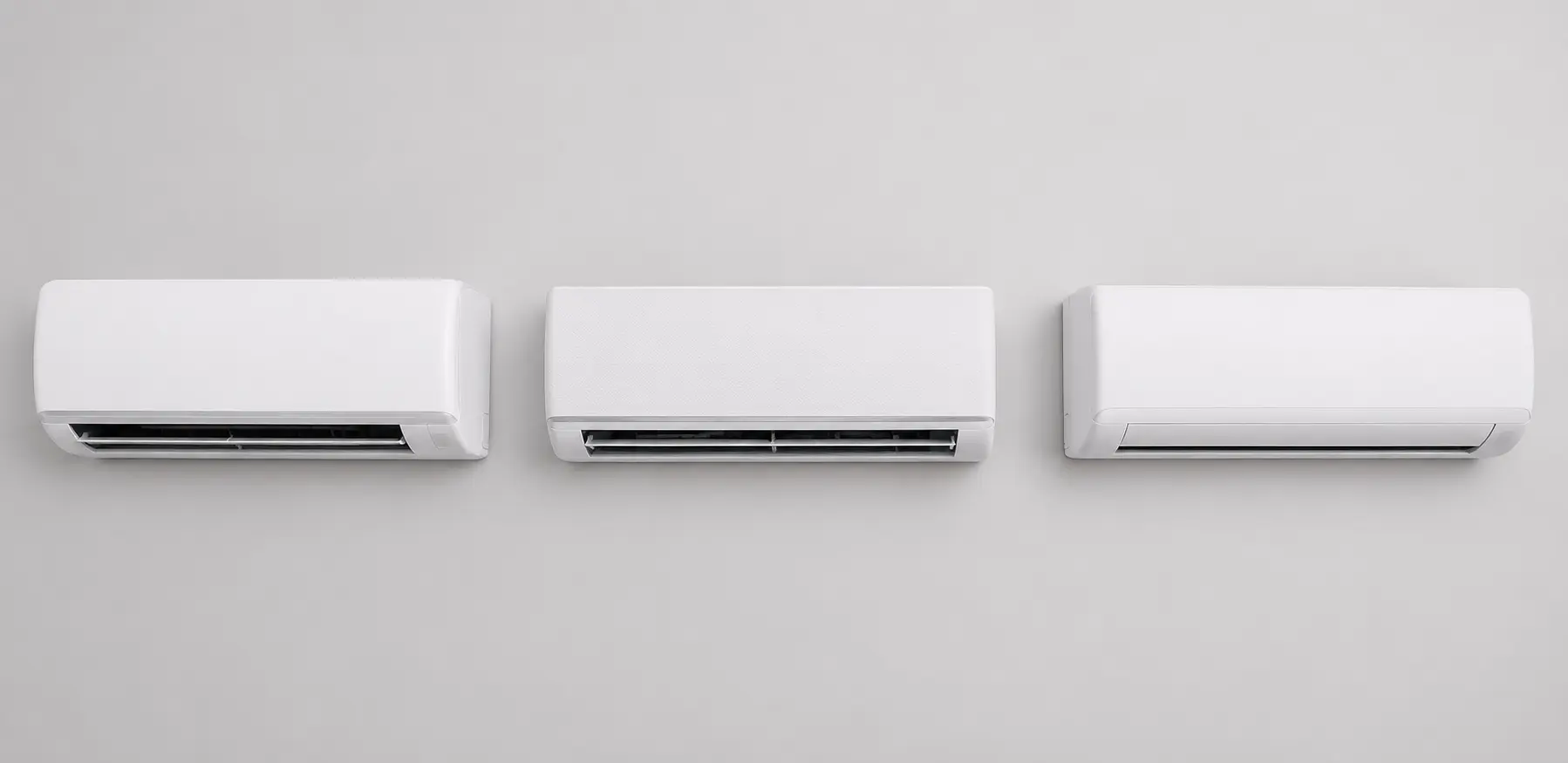 Two wall-mounted air conditioning units for brand comparison